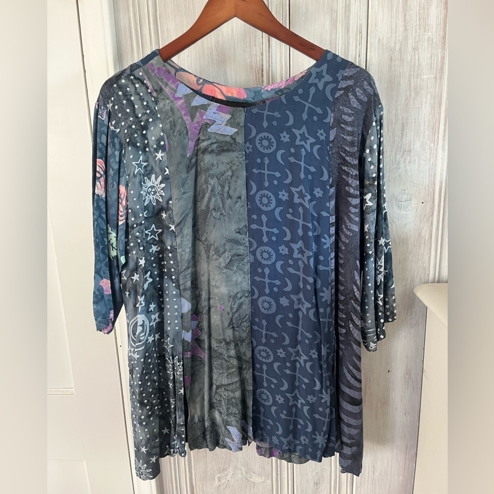 celestial floral print oversized top ONE SIZE Bohemian hippie lagenlook … - Picture 2 of 14